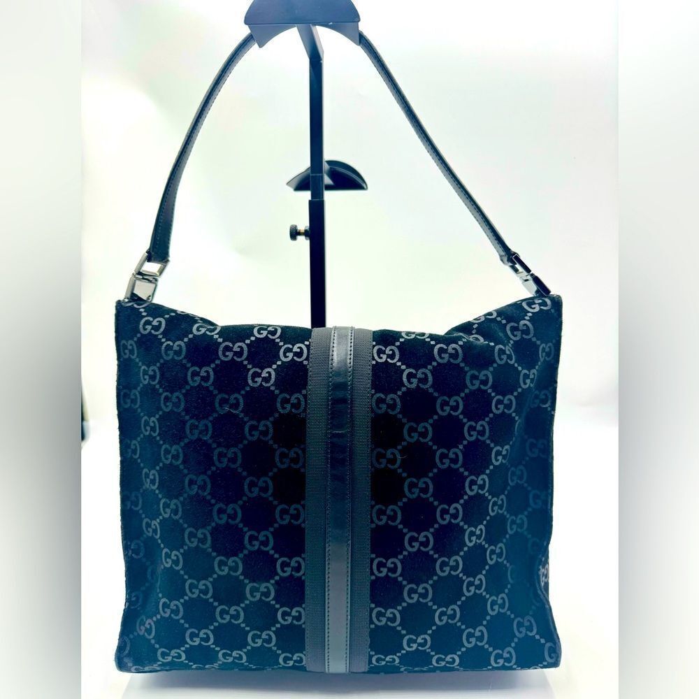 Auth Gucci Black Guccisima Suede Shoulder Bag - Picture 5 of 16